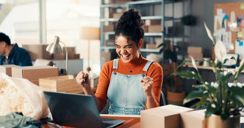 Happy woman celebrating