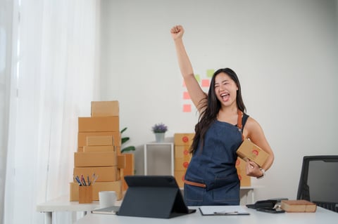 Woman with shipping package