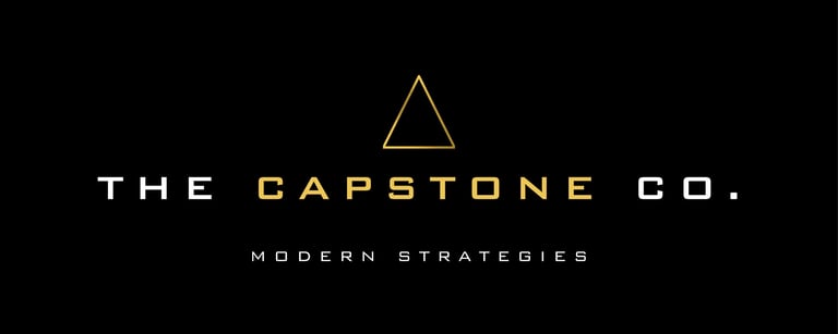 The Capstone Co. logo with tagline Modern Strategies on black background